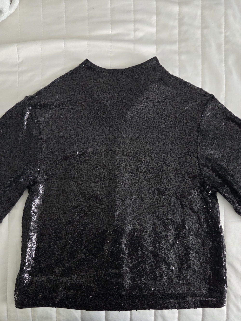 H&M Black Sequin Crew Neck Top